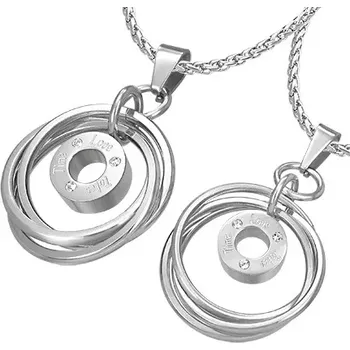 Přívěsek Přívěsek pro dvojici - propletené prstence se zirkony a nápisem