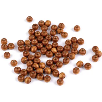 Korálek Dřevěné korálky Ø5-6 mm, barva 2 hnědá světlá