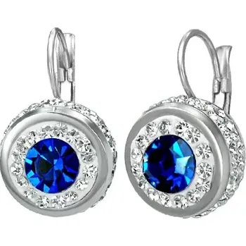 Náušnice Náušnice z oceli s malými zirkonky a velkým modrým zirkonem