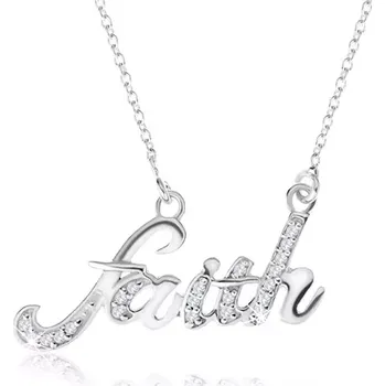 Náhrdelník Náhrdelník ze stříbra 925, přívěsek - zdobený nápis "faith", zirkony