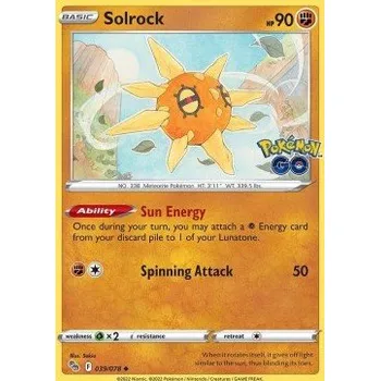 Sběratelská karetní hra PGO 039/078 Solrock - Pokémon GO Stav: Near Mint, Verze: REVERSE HOLO