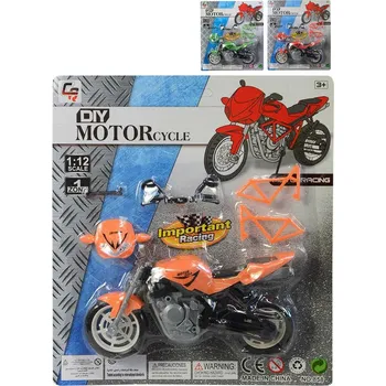 autodráha Motorka závodní k sestavení 18cm 3 barvy na kartě plast