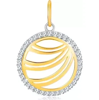 Přívěsek Zlatý přívěsek 585 - zdvojené linie v zirkonovém prstenci z bílého zlata
