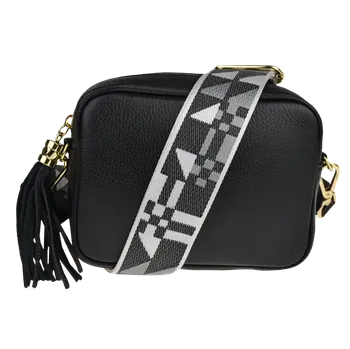 Kabelka NovaKabelka.cz Kožená italská crossbody kabelka Bala Nera s přídavným popruhem VI