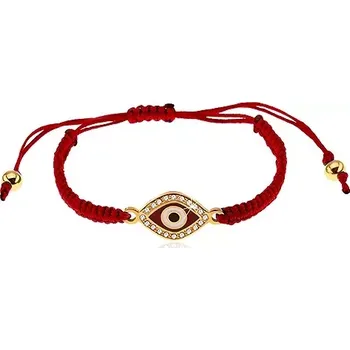 Náramek Bordó šňůrkový náramek, symbol oka zdobený čirými zirkony