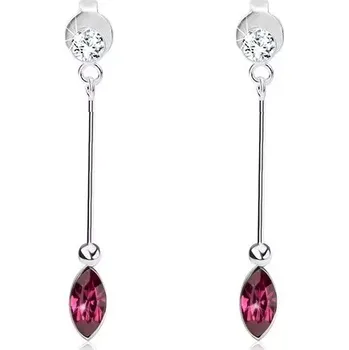 Náušnice Stříbrné 925 náušnice, čirý kulatý a fialový zrnkovitý Swarovského krystal