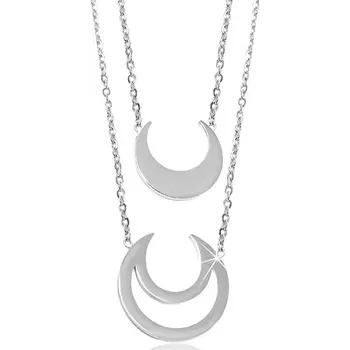 Náhrdelník Náhrdelník z oceli 316L, menší a větší srpek měsíce, dva řetízky