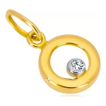 Přívěsek Přívěsek z kombinovaného zlata 585 - lesklý kroužek, čirý zirkon v objímce