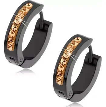 Náušnice Černé náušnice z chirurgické oceli, zirkony zlaté barvy