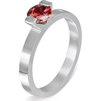 Prsten Ocelový prsten - měsíční kámen "Leden", dva úchyty - Velikost: 59