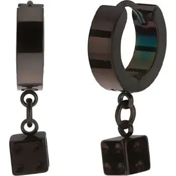 Náušnice Kloubové ocelové náušnice, černá barva, lesklý povrch, hrací kostka