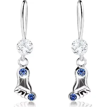 Náušnice Visací náušnice, stříbro 925, lesklá nožka s tmavomodrými krystalky