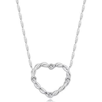 Náhrdelník Náhrdelník ze stříbra 925 - obrys srdce se zahnutým ramenem, kulatý zirkon