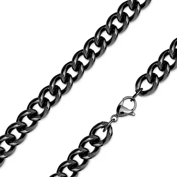 Řetízek Řetízek z 316L oceli - zatočená kulatá očka černé barvy, 8 mm - Délka: 485 mm