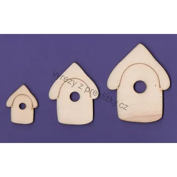 Stavební deska Výřez z překližky, D72/3, DOMEČEK-OBLÁ STŘECHA, velký, 5,5x7cm, 1ks