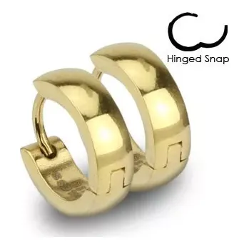 Náušnice Ocelové náušnice - kroužky zlaté barvy s lesklým hladkým povrchem