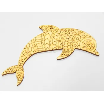 Stavební deska Výřez z překližky, L86/1, antistresový, DELFÍN velký, 14,3x8cm, 1ks