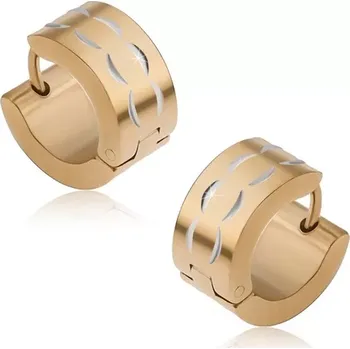 Náušnice Kruhové náušnice z oceli, zlaté se stříbrnými půloblouky