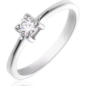 Prsten Prsten ze stříbra 925 - kulatý čirý kámen, čtyři úchyty - Velikost: 64