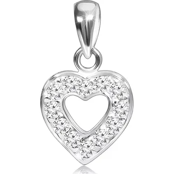 Přívěsek Stříbrný přívěsek 925 - třpytivé zirkonové srdíčko s výřezem