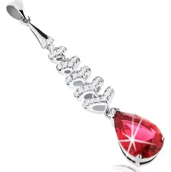 Přívěsek Blýskavý přívěsek - stříbro 925, čiré šipky, broušený zirkon v červené barvě