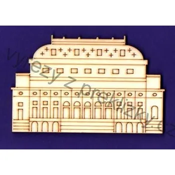 Stavební deska Výřez z překližky, G18, NÁRODNÍ DIVADLO, 9x5,7cm, 1ks