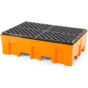 Olejová vana HTI Záchytná vana z polyethylenu (PE), pro 2 sudy, s PE roštem