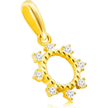 Přívěsek Zlatý 14K přívěsek - kroužek s tenkými tyčinkami, třpytivé kulaté zirkony