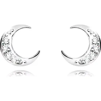 Náušnice Puzetové náušnice ze stříbra 925 - srpek měsíce s blýskavými zirkony