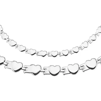 Souprava šperků Set z chirurgické oceli - náhrdelník a náramek, lesklá pospojovaná srdíčka