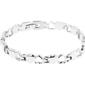 Náramek Náramek z chirurgické oceli, stříbrná barva, plná a obrysová srdíčka