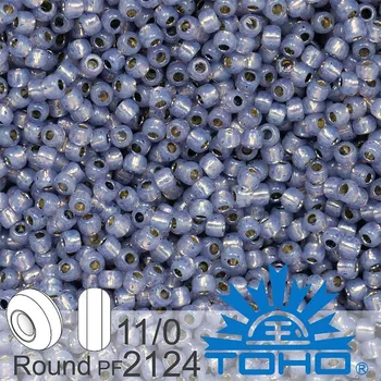 Korálek Korálky TOHO tvar ROUND (kulaté). Velikost 11/0. Barva č.PF2124-Silver-Lined Milky Lavender . Balení 8g.