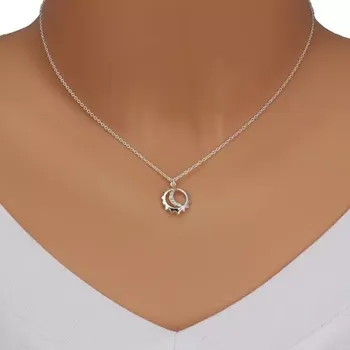 Náhrdelník Stříbrný 925 náhrdelník - přívěsek na řetízku, kontura slunce a měsíc se zirkony