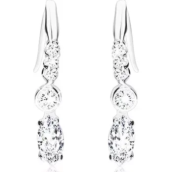 Náušnice Stříbrné náušnice 925, kroužek a zrnko - čiré zirkony, afro háček