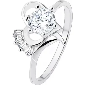 Prsten Prsten ze stříbra 925, vystupující čirý zirkon v obrysu srdíčka - Velikost: 50