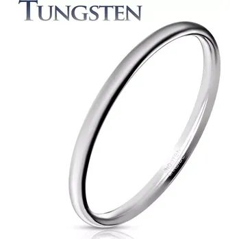 Prsten Zrcadlově lesklá zaoblená obroučka z wolframu, hladký povrch, 4 mm - Velikost: 59