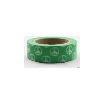 Dekorační lepicí páska - WASHI tape-1ks zelené hippies