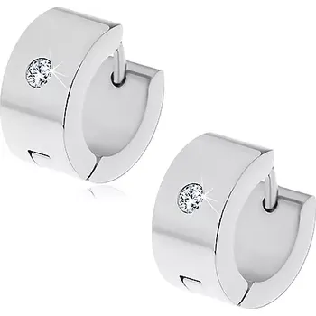 Náušnice Ocelové náušnice stříbrné barvy se vsazeným čirým zirkonem