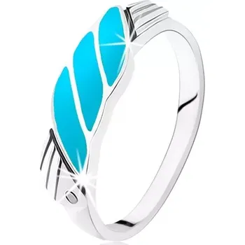 Prsten Prsten ze stříbra 925, šikmé tyrkysovomodré linie, andělská křídla, zirkonky - Velikost: 51