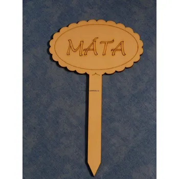 Zahradní dekorace Zápich-výřez z překližky, C127/3, MÁTA, 13,5x8cm, 1ks