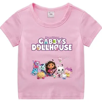 Gabby's Dollhouse Dětské tričko na motivy oblíbeného seriálu "Gabby's Dollhouse" (růžové) Barva: 10, Velikost: 4T (4 roky)