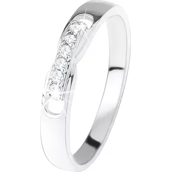 Prsten Prsten ze stříbra 925, ozdobná část - linie čirých zirkonů, dva výřezy - Velikost: 56