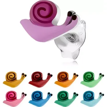 Náušnice Stříbrné puzetové náušnice 925, barevný šneček s lesklou ulitou - Barva: Oranžová