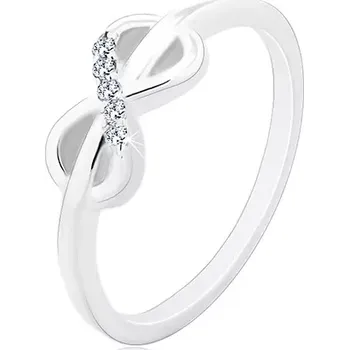 Prsten Prsten ze stříbra 925, symbol INFINITY zdobený čirými zirkony - Velikost: 57