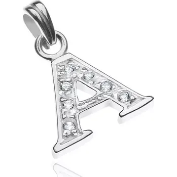 Přívěsek Stříbrný přívěsek 925 - tiskací písmeno A, vsazené zirkony s tečkami