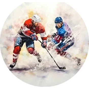 Jedlá dekorace na dort Jedlý papír hokejisti zápas 19,5cm - PICTURE