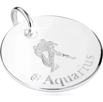 Přívěsek Stříbrný 925 přívěsek - znamení zvěrokruhu VODNÁŘ, čirý zirkon