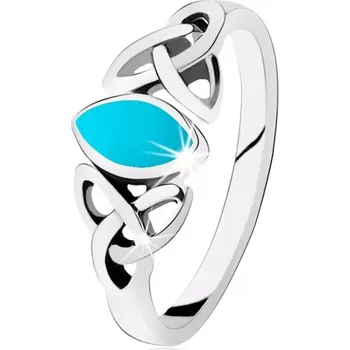 Prsten Stříbrný 925 prsten, zrnko v tyrkysové barvě, keltský symbol Triquetra - Velikost: 50