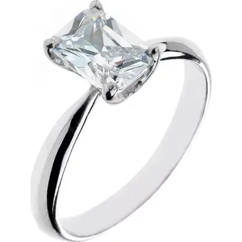 Prsten Zásnubní prsten ze stříbra 925 - mohutný obdélníkový zirkon - Velikost: 59