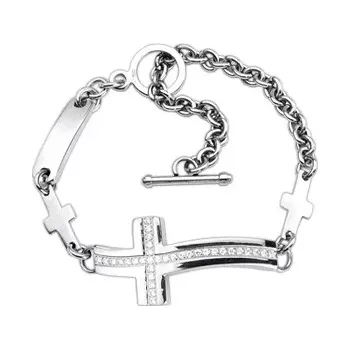 Náramek Ocelový náramek - spojené kříže, známka a řetízek